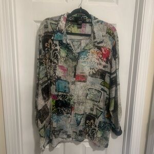 Colorful Abstract Print Blouse